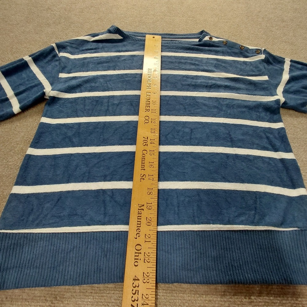 Sonoma Boat Neck Blue Stripe Sweater Pullover Women L Knit Long Sleeve Coastal - Picture 5 of 12